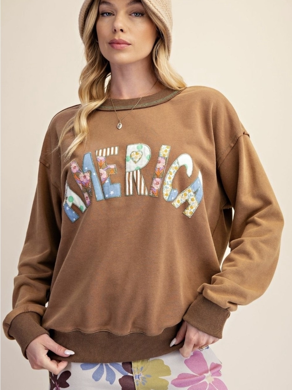 Easel America Patch Mineral Wash Oversized Pullover Sweatshirt – 1X NWT